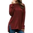 thumbnail image 4 of Chemise Unie à Manches Longues et Fente Latérale pour Femmes, 4 of 7