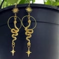 thumbnail image 2 of HOOUN BOHO Women Gold Plated Snake Serpent Moon Earrings Witchy Gothic Jewelry Gift-09#Gold snake sun star, 2 of 2