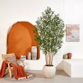thumbnail image 3 of DR.Planzen 8ft Huge Artificial Olive Tree - Faux Olive Plant with Five Wood Trunk for Indoor & Outdoor Decor - Adjustable Branches - UV Resistant Realistic Olive Tree  in Large White Planter, 3 of 11