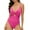 Hot Pink, variant on WREESH Womens One Piece Swimsuit Solid Color Swim Suits Fashionable and Hollowed Out Belly Covering Deep V-Neck Strap Swimsuit Sleeveless Bathing Suits Purple