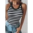 thumbnail image 2 of Women'S Striped Athletic Tank Tops with Built in Bras Fitness Workout Running Tops Black & White S, 2 of 5
