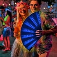 thumbnail image 2 of Large Rave Fan, Led Light Up Hand Fan, Handheld Folding Fan with Remote Control, Cool Multifunction Glowing Stage Performance Props Fans for Party Birthday Wedding (White), 2 of 8