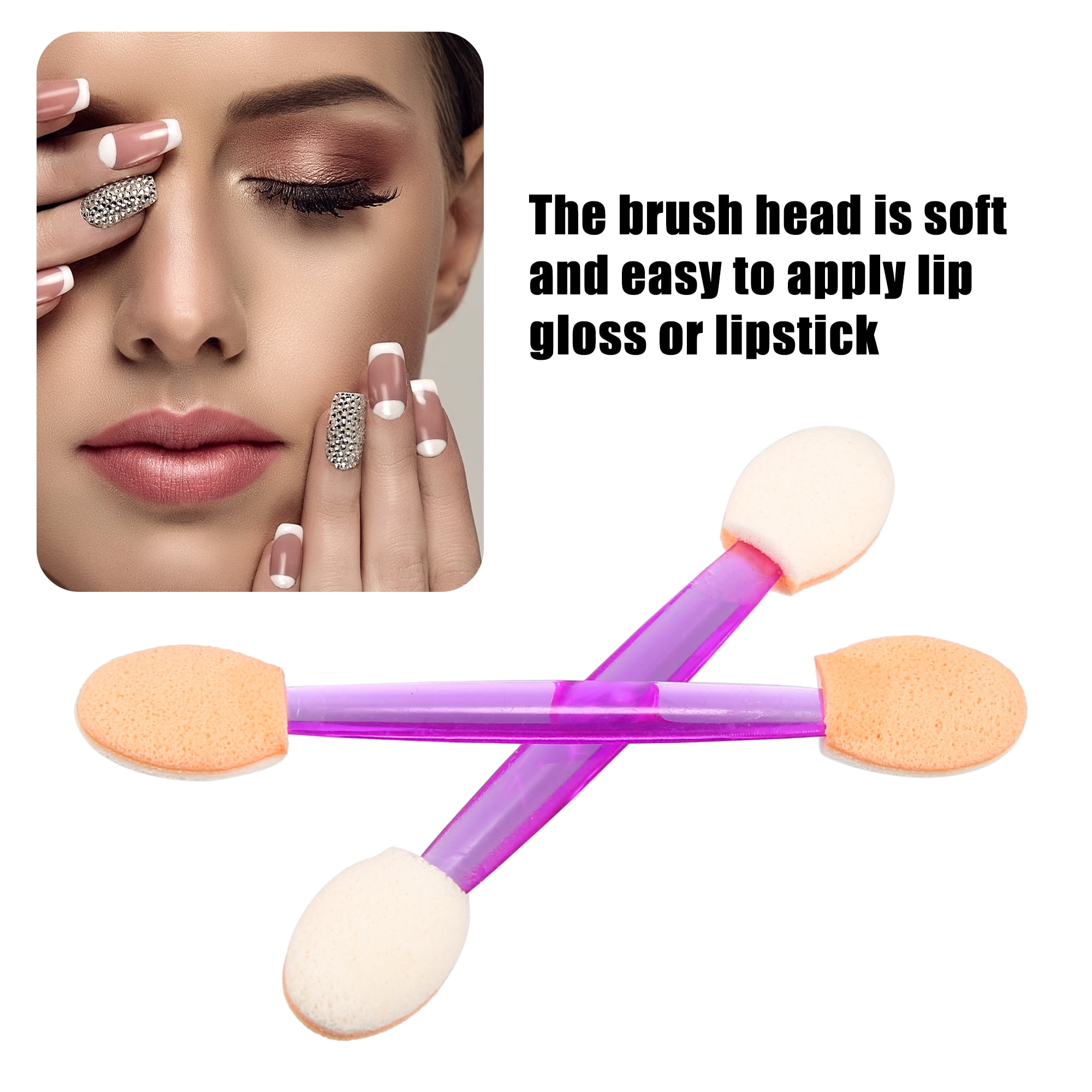Unique Bargains 25 Pcs Dual Sides Eye Shadow Sponge Applicators with Container Purple