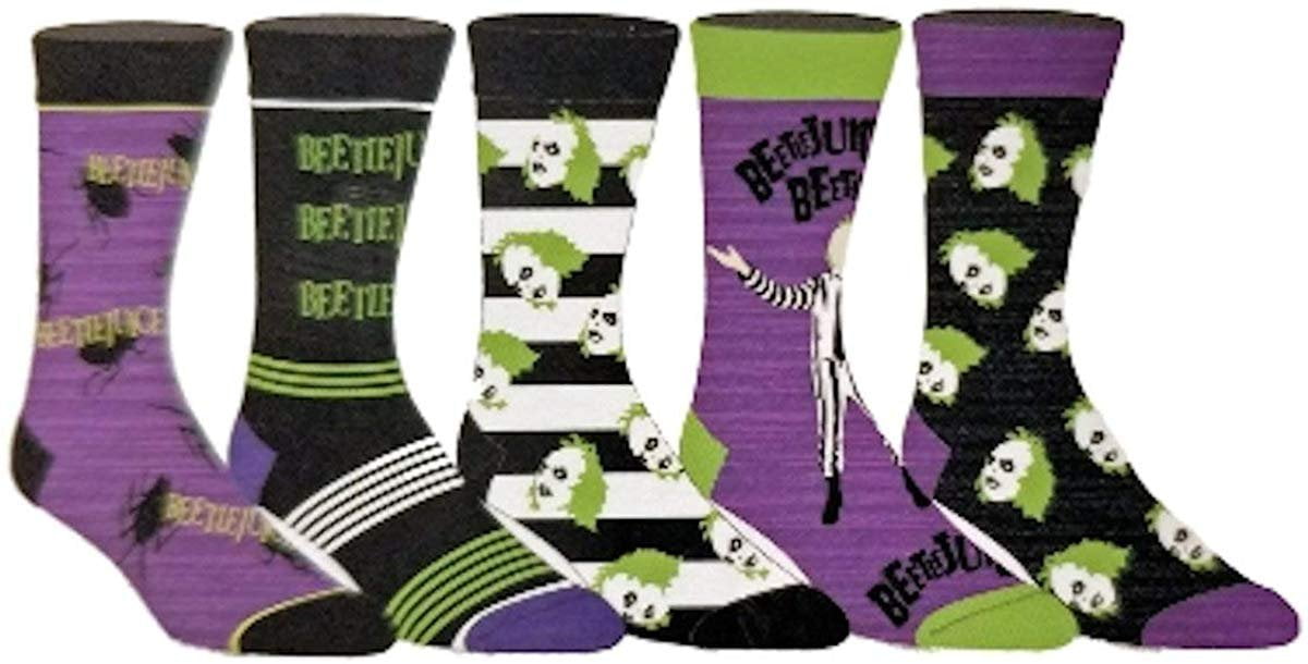 Bioworld Beetlejuice Mens Casual Crew Socks 5 Pack Walmart Com Walmart Com