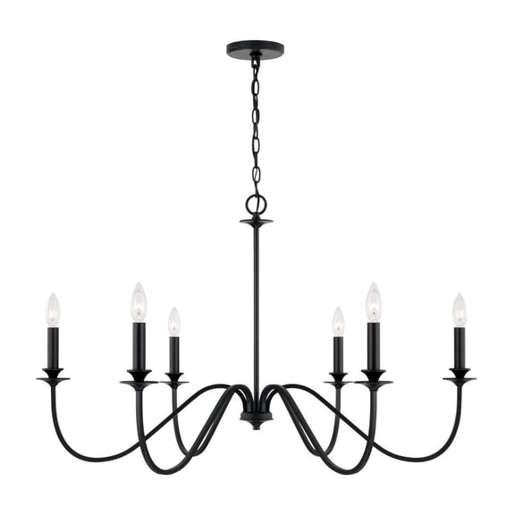 AA1029MB Austin Allen Weston - 6 Light Chandelier In Minimalist Style-23.5 Inches Tall and 38 Inches Wide-Matte Black Finish    -Traditional
