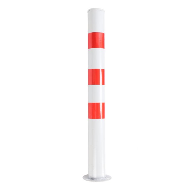 Sturdy Steel Pipe, Bright Warning Color, Stable Base 29.5in Safety Bollard Post, Cold Rolled Steel, Rounded Edges with 130mm Base Diameter, for Hazard Warning, Traffic Control