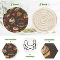 thumbnail image 4 of Yayeee 6 PCS Drink Coasters with Holder Set Woven Absorbent Round Tabletop Hot Pad, Chocolate Cakes, 4 of 7