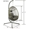 thumbnail image 2 of Bifanuo Indoor Home Outdoor Swing Egg Chair with Stand, Patio Wicker Hanging Egg Basket Chair with Soft Cushion UV Resistant 350LBS Capacity for Patio Backyard, 2 of 5