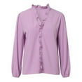 thumbnail image 6 of GuangCong Women's Blouses & Tops Everyday V Neck Casual Utility Short Solid Color Sleeve T Shirt Top Solid Dressy Ruffle Blouse Shirt, 6 of 8