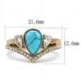 thumbnail image 4 of Womens Rose Gold Ring Anillo Para Mujer Stainless Steel Ring with Synthetic Turquoise in Sea Blue Ortona, 4 of 4