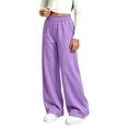thumbnail image 3 of LIBRCLO Kids Girls Sweatpants Elastic Waist Wide Leg Pants Fleece Baggy Sweatpants Size 11-12 Years, 3 of 6