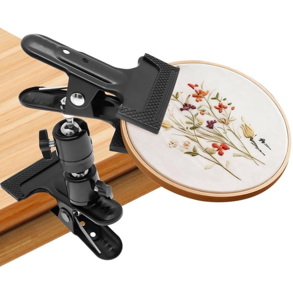 Portable Metal Embroidery Hoop Stand Holder Rotated Embroidery Hoops Stand Table Clip for Most Size/Shape Embroidery Needlework Hoops
