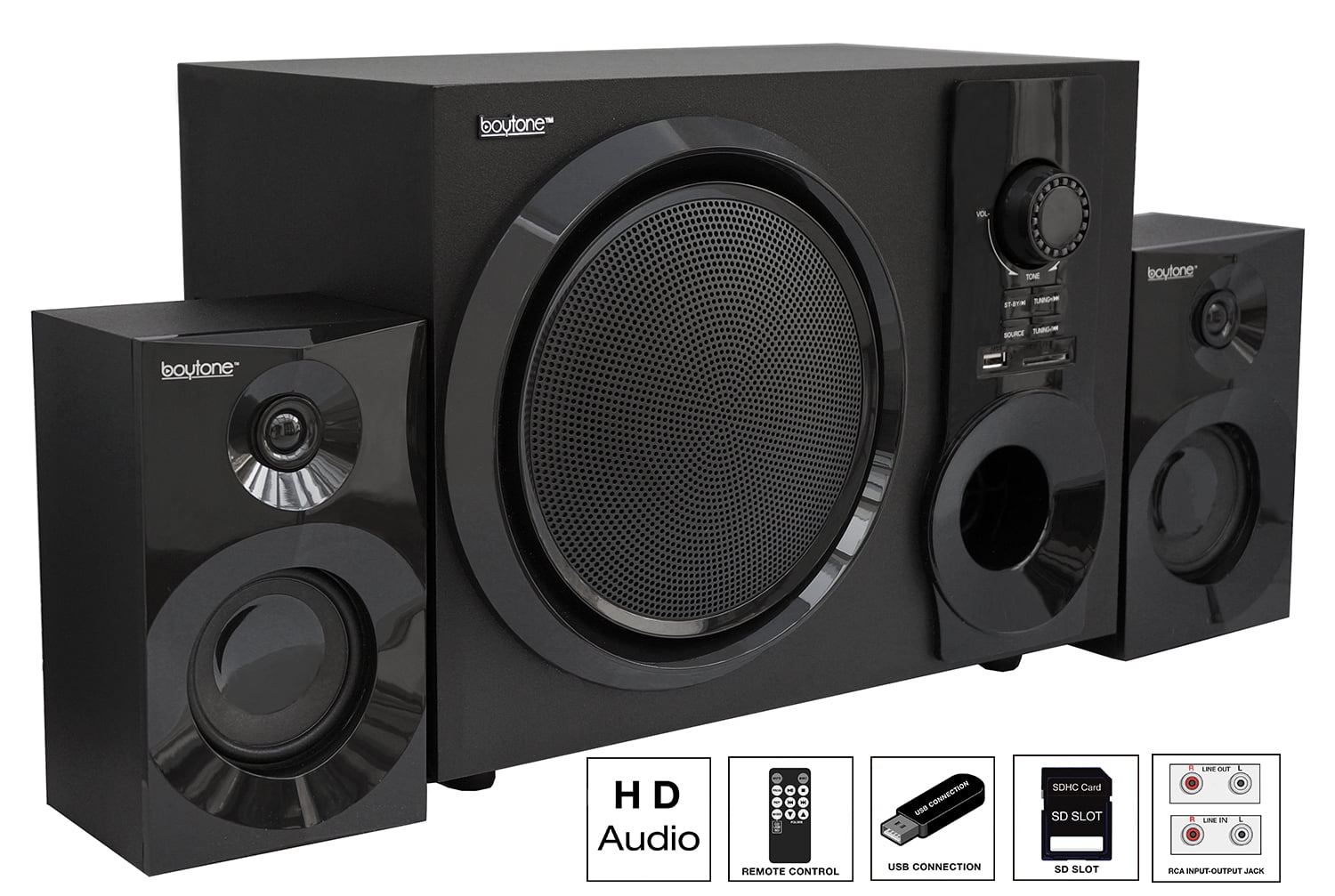 Boytone BT-215FD, Powerful Wireless Bluetooth Home Speaker System 55 W, FM Radio, Excellent Quality Clear Sound