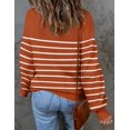 thumbnail image 3 of Women's 2026 Fall Fashion Turtleneck Long Sleeve Striped Ribbed Knit Loose Pullover Sweater Tops, 3 of 15