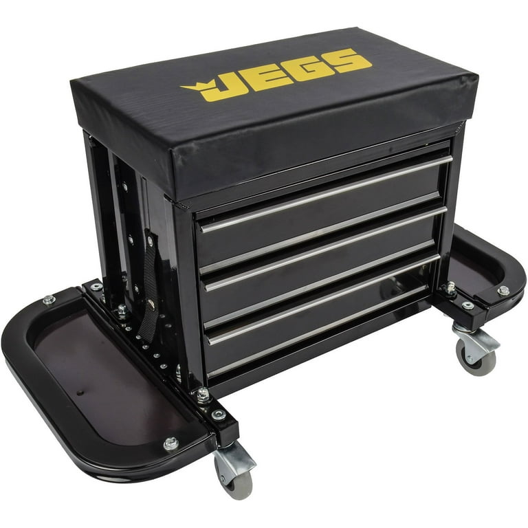 Store JEGS 81400 Black 3 Drawer Professional Tool Box for Garage, Truck, or Trailer