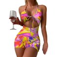 thumbnail image 1 of Elegante Cordel de una Sola Pieza para Mujeres de, Traje de baño Boyleg de Cintura Alta Printing-CY G Printing-CY G Xishao ropa, 1 of 2