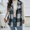 thumbnail image 2 of Womens Winter Coats Sevevn Women's Plaid Button Down Vest Sleeveless Lapel Jacket Casual Checkered Outerwear for Fall Winter, 2 of 6