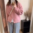 thumbnail image 2 of Cárdigan de punto con doble cremallera de estilo coreano para mujer, otoño e invierno, nuevo, holgado, de nicho, suave y versátil, chaqueta de suéter de manga larga, 2 of 5