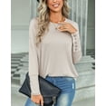 thumbnail image 6 of SHIBEVER Fashion Crew Neck Button T-Shirts for Women Casual Fall Cute Long Sleeve Tunics Tops Blouses Apricot, 6 of 6