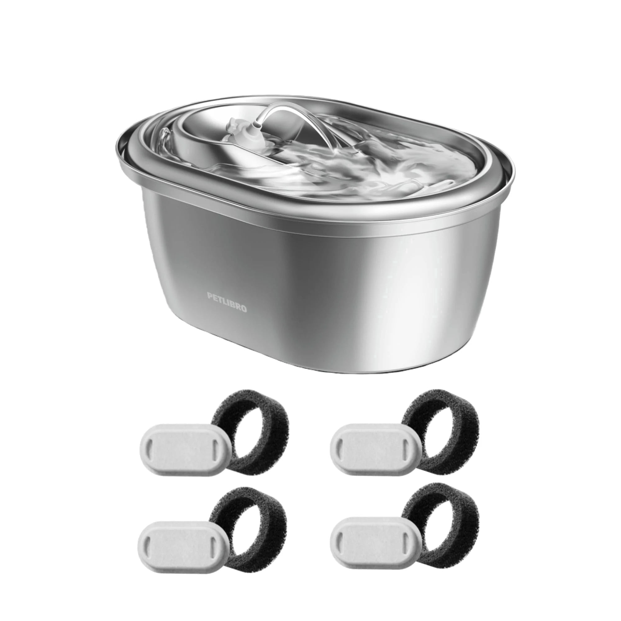 PETLIBRO Stainless Steel Cat Water Fountain, 101oz/3L, Automatic Dispenser with 4 Filters & Sponges