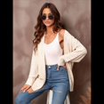 thumbnail image 4 of Womens Oversized Cardigan Sweaters Open Front Cable Knit Lantern Long Sleeve Chunky Outwear Coats Apricot M, 4 of 10