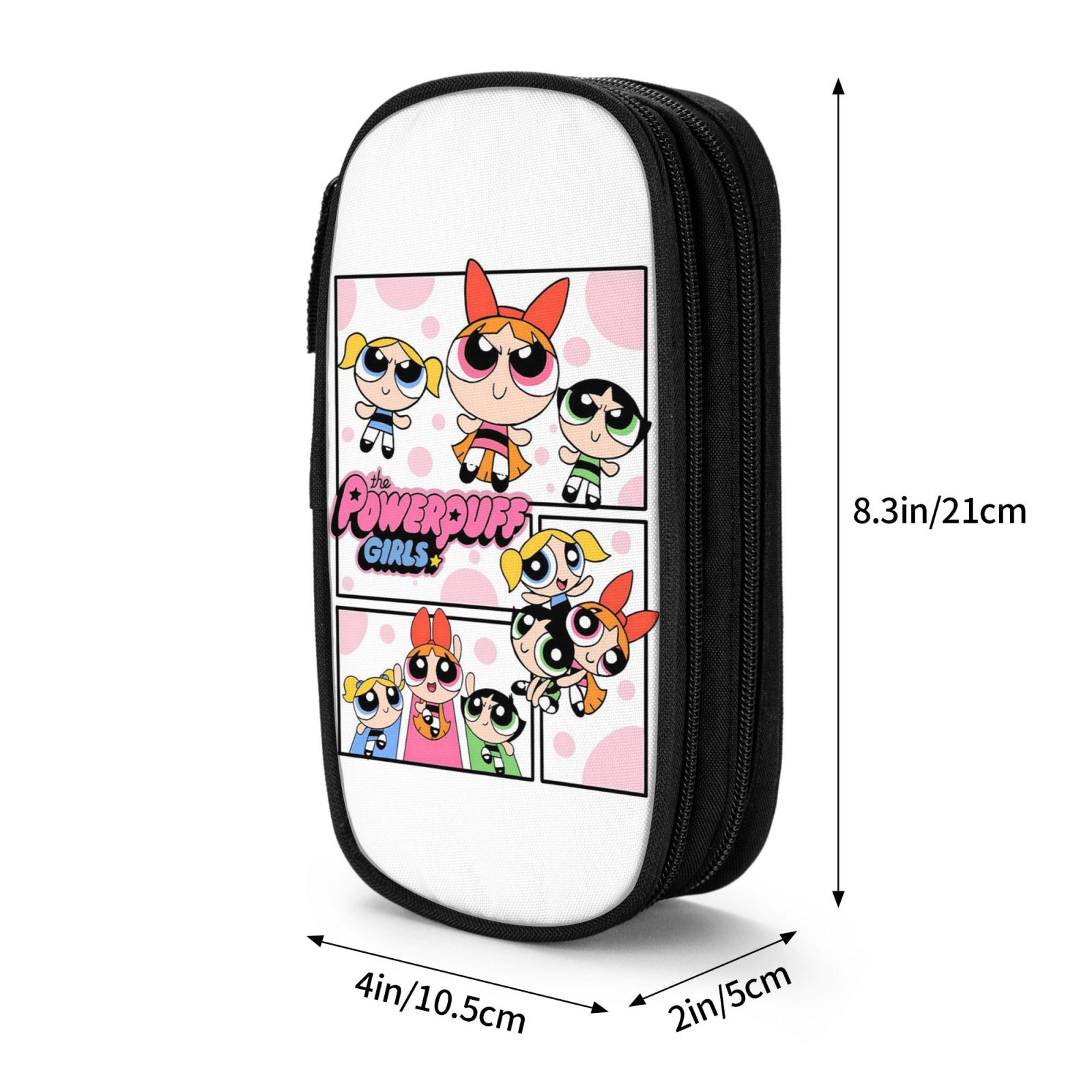 The Powerpuff Gi-rls Pencil Case Large Capacity Pencil Pouch Pen Bag Office Stationery Organizer Travel Makeup Bag Black