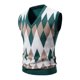 thumbnail image 1 of Chaqueta de Punto con Cuello en V de los Hombres, Blusa Casual de Patrón de Tartán de Coincidencia de Color con Estiramiento Ligero para el Uso Diario Y los Deportes, Moda de Otoño, 1 of 3