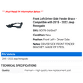 thumbnail image 2 of Front Left Driver Side Fender Brace - Compatible with 2015 - 2022 Jeep Renegade 2016 2017 2018 2019 2020 2021, 2 of 2