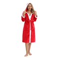 thumbnail image 5 of Monfince Women's Hooded Bathrobe Long Plush Flannel Robe Reversible Fleece Hooded Loungewear Soft Warm Red US 6-14, 5 of 7