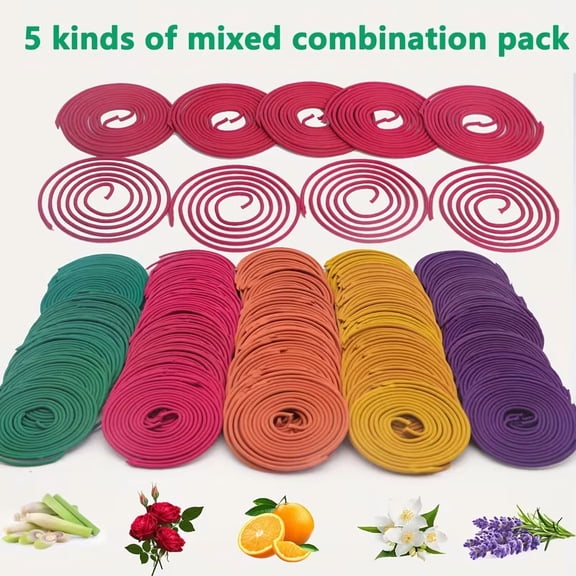 50pcs Coil Mixed Scents Include. Jasmine, Lavender, Cherry Blossom, Sage, Agarwood, Sandalwood, Ocean. Suitable for Yoga And Meditation, Holiday Gifts, Home, Tea Room, Office, Hotel, Air Purifying