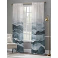 thumbnail image 4 of Turquoise Ombre Sheer Curtains for Living Room Bedroom, Light-filtering Sheer Curtain, Modern Moire Geometric Abstract Art Rod Pocket Voile Window Treatment Drapes, 52’’Wx84’’L, 2 Panels Set, 4 of 7