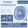 thumbnail image 3 of Fnochy Small Fan Portable USB Desk Fan with LED Night Light, Wall/Ceiling Mount Space-Saving Design, Quiet Cooling for Home Office Travel, 3 Speeds Rechargeable Battery Operated Energy, 3 of 9