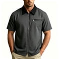 thumbnail image 2 of Maqroz Mens Lightweight Jackets Short Sleeve Full Zip Up Shirts Casual Turn Down Contrast Collar Outerwear with Zipper Chest Pocket, 2 of 5