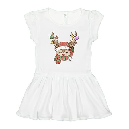

Inktastic Festive Reindeer with Scarf Gift Toddler Girl Dress