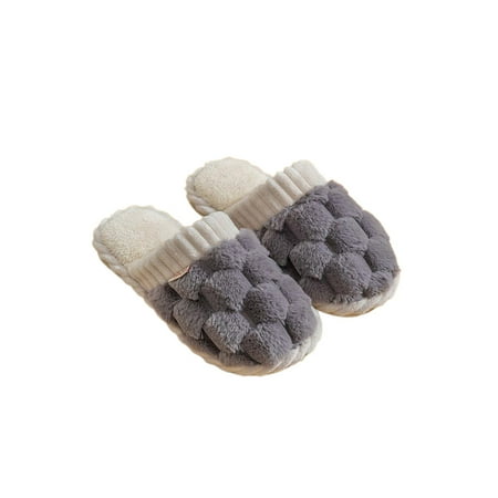 

Gomelly Unisex Fuzzy Slipper Fluffy House Shoes Slip On Plush Slippers Breathable Home Shoe Bedroom Indoor Gray 9.5-10