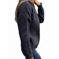thumbnail image 3 of Women'S Zip Up Knit Cardigan Long Sleeve Stand Collar Sweater Outwear Coat with Pockets Black XXL, 3 of 6
