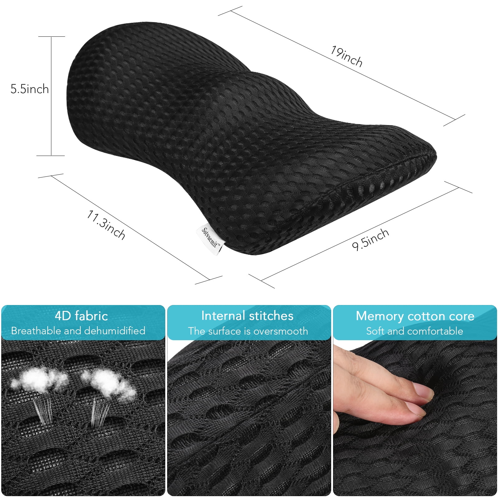 Sotvacmit Lower Back Pillow, Lumbar Support Pillow for Bed, Waist