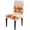 thumbnail image 2 of Autumn Dining Chair Seat Covers Set of 6 Thanksgiving Orange Pumpkins Maple Leaf Fall Parsons Chair Slipcovers for Dining Room Hotel Kitchen, 2 of 6