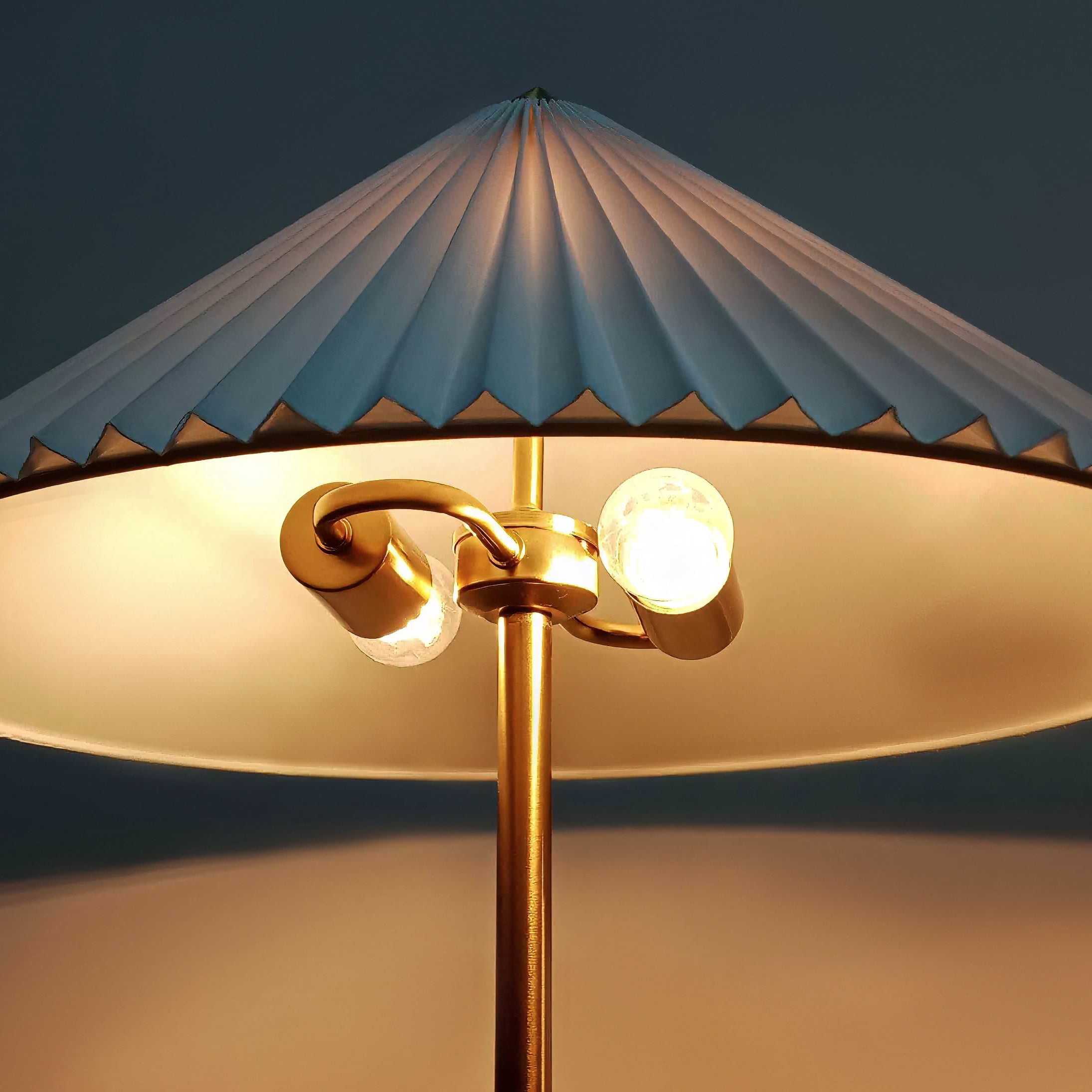 Sienna 62" Japandi-Inspired LED Gold Floor Lamp with White Pleated Cone Shade
