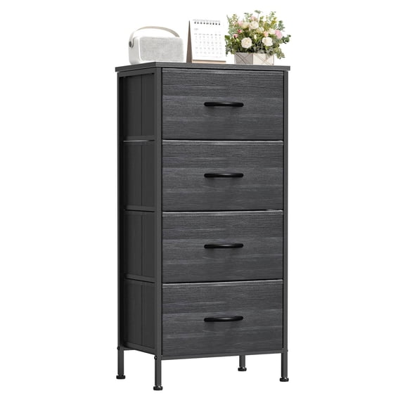 Resenkos Multi-Purpose Wooden Top Dresser Cabinet, Practical Storage Nightstand for Closet and Bedroom Organization, Black