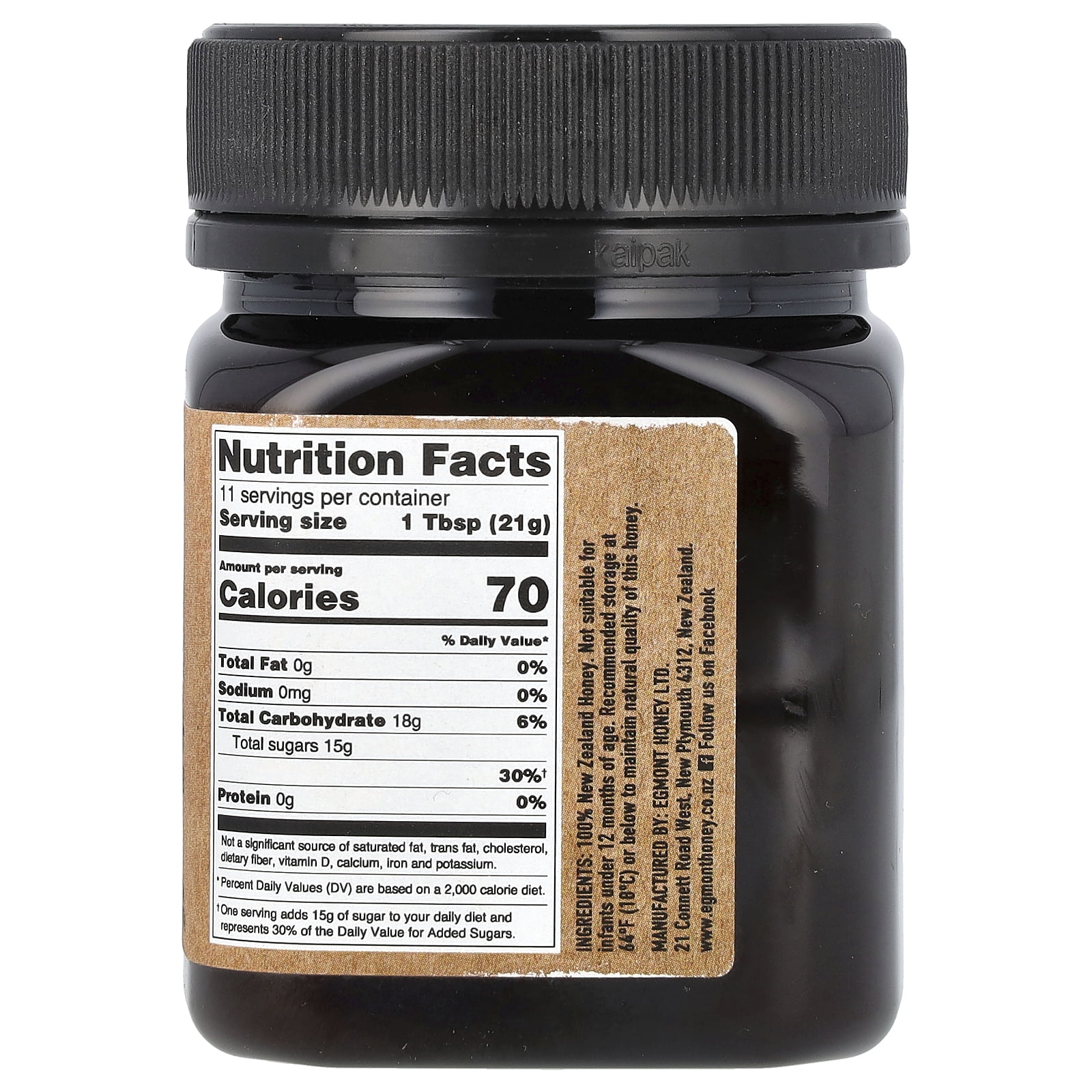 Egmont Honey Manuka Honey, Raw And Unpasteurized, UMF™ 7+, MGO 150+, 8.82 oz (250 g)