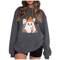 thumbnail image 1 of Pisexur Chandail d'Halloween pour Femmes en Molleton Orange Chandail à Manches Longues Col Rond Chandails de Mode avec Motif Citrouille Chandails à Capuche d'Halloween Hauts à Enfiler, 1 of 3