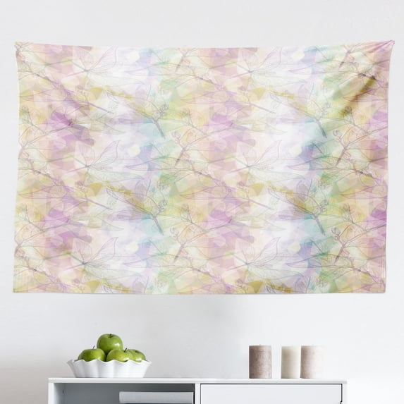 Animal Tapestry, Repetitive Hand Drawn Like Elephants Sketch Designed in Floral Pattern, Fabric Wall Hanging Decor for Bedroom Living Room Dorm, 2 Sizes, Pale Peach and Baby Pink, by Ambesonne