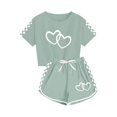thumbnail image 4 of Fesfesfes Children's Casual 2 Piece Summer Outfits Short Sleeve Round Neck Button Top and Elastic Waist Shorts,Cute Matching Sets for Boys Girls,Beach School (Army Green#1,10 Years), 4 of 8