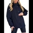 thumbnail image 2 of Chaqueta Impermeable de Larga con Capucha y Cremallera para Mujer, Gabardina, Cortavientos, Chaqueta de Viaje. Azul Marino M, 2 of 9