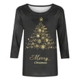 thumbnail image 4 of JURANMO Limited Time Deals Of The Day Merry Christmas 3/4 Sleeve Tops for Women Casual Crewneck Holiday Shirts Fashion Xmas Tree Graphic Tees Blouse Multicolor XXL, 4 of 6
