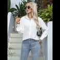 thumbnail image 4 of Blusa Elegante de Larga para Mujer, Estilo Informal, con Cuello Abotonado y Plisada Al Frente. M, 4 of 10