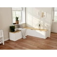 thumbnail image 3 of KULAGAGA L-Shape Wooden Shoe Storage Bench with 2 Doors & 2 Storage Compartments, Entryway Corner Bench with Wood Grain for Hallway, White & Oak, 3 of 8