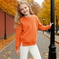thumbnail image 5 of vdgthytj Girls Fall Sweatshirts Kids Casual Crewneck Long Sleeve Solid Color Pullover Tops Blouse with Pockets, 5 of 8