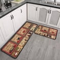 thumbnail image 2 of 2 Piece Coffee Kitchen Decor Rug Set, Home Kitchen Sink Rugs and Mats Non Skid Washable Absorbent Microfiber Kitchen Floor Carpet 17"x47"+17"x30", 2 of 7